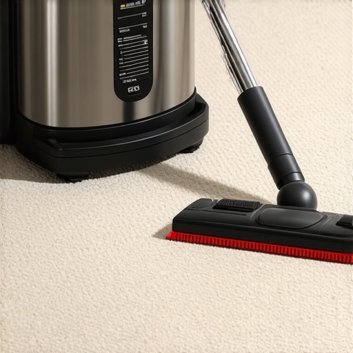 Industrial vacuum and carpet squeegee being used for deep cleaning