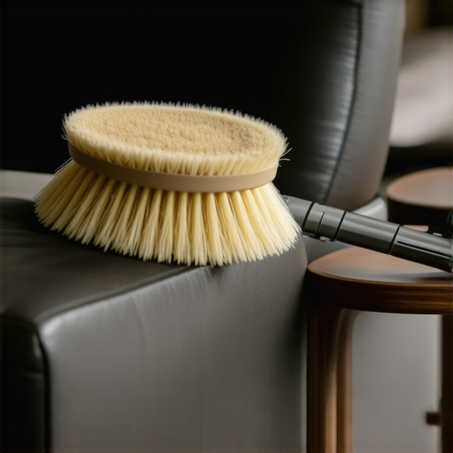Horsehair brush and flexible vacuum micro-wand used for cleaning leather sofa seams