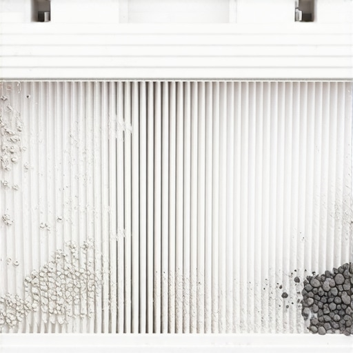 Close up of a vacuum filter saturated with construction dust and fine particulates