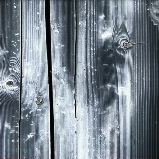 Close up of fine white drywall dust on a dark office desk surface