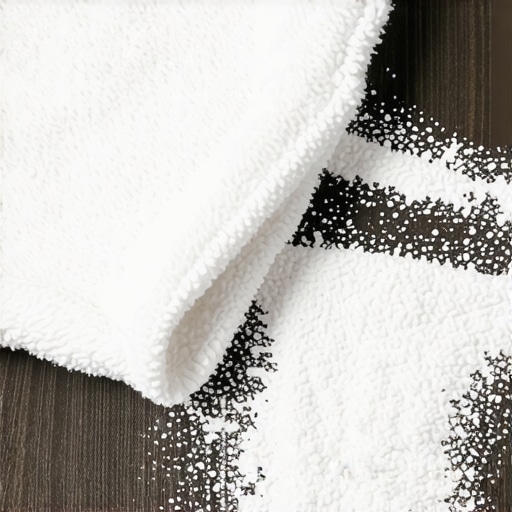 Microfiber cloth wiping white drywall dust from dark wood furniture