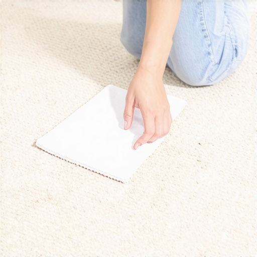 Blotting dirt from Berber carpet loops with a microfiber cloth