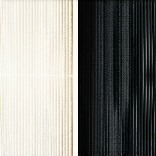 Clean versus dirty HEPA filter showing construction dust capture