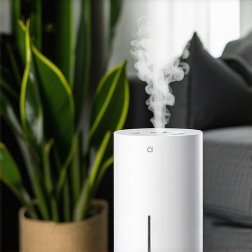 A humidifier and green plants used to increase indoor humidity and reduce static electricity shocks.