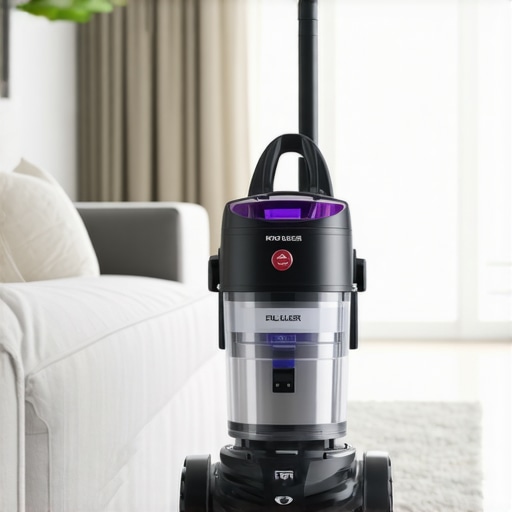 A professional-grade canister vacuum used for removing fine construction dust from a home.