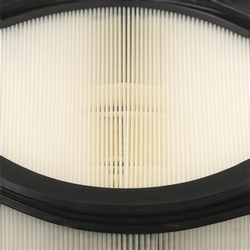 A close-up of a person checking the rubber seal on a HEPA vacuum filter to ensure it is airtight.