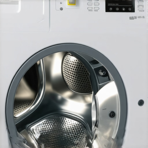 A clean front-load washing machine gasket with the door open to air dry.