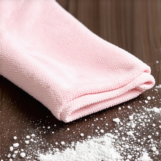 Close up of microfiber cloth cleaning construction dust
