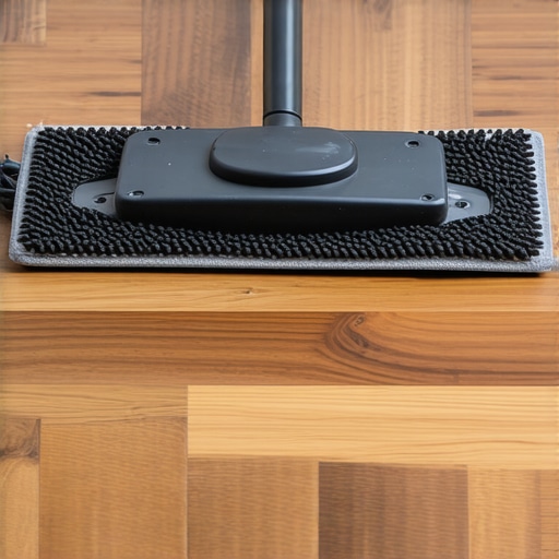 A person using a microfiber mop to clean a luxury vinyl floor efficiently.