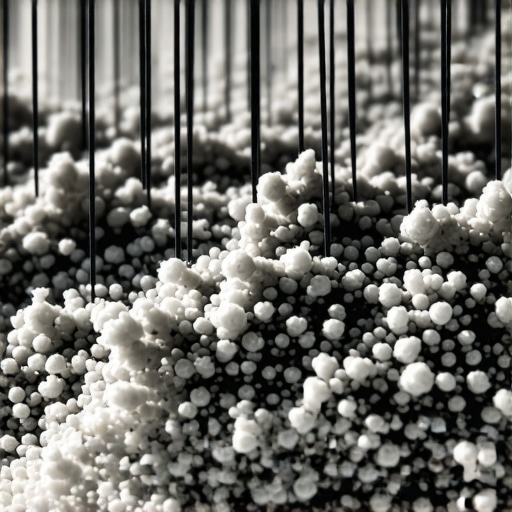 A macro view of abrasive silica and dust deep within rug fibers
