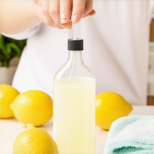 Pouring Castile soap into a spray bottle for natural house cleaning.