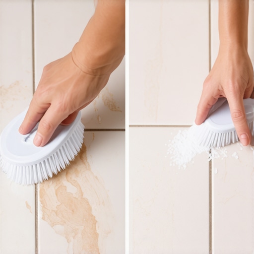 Close up of cleaning grout with a neutral pH solution