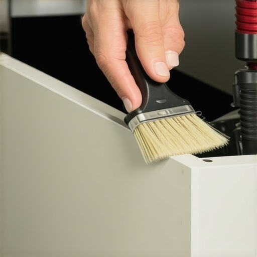 Cleaning construction dust from soft-close drawer glides using a detail brush