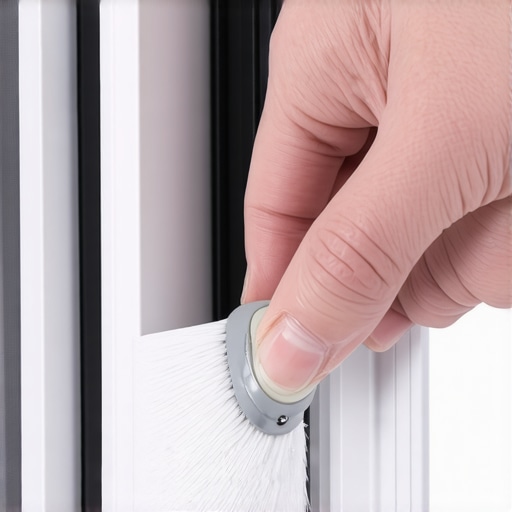 Hand using a foam craft brush to clean fine construction dust from window tracks