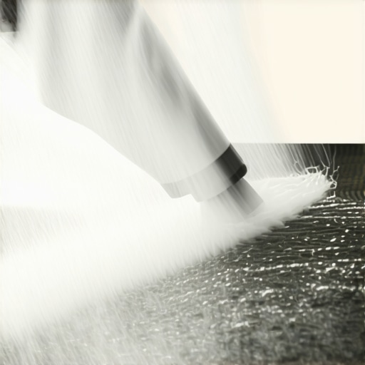 Close up of professional carpet cleaning showing the extraction process of dirt and water from fibers.