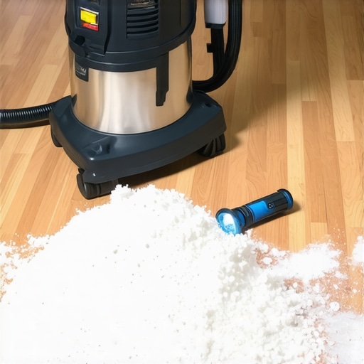 Industrial shop vacuum and UV light used for deep house cleaning maintenance.