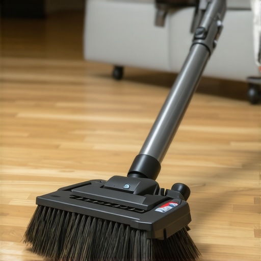 Canister vacuum with soft floor brush on luxury vinyl planks