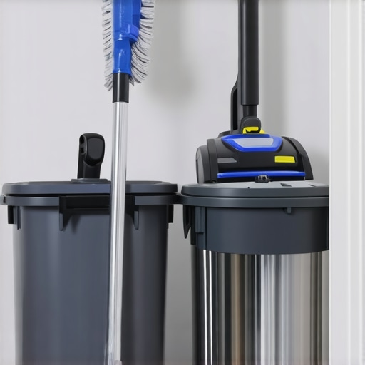 Professional floor cleaning tools including a two-bucket system and microfiber mop.