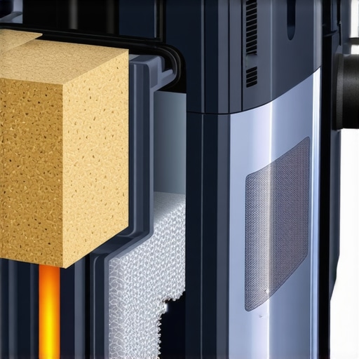 Diagram of a HEPA vacuum filter capturing microscopic dust particles during post-construction cleaning