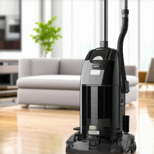 Industrial HEPA vacuum on a clean hardwood floor in a renovated home.