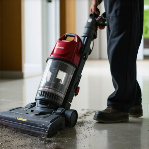 Close up of a professional vacuum cleaning fine construction dust.