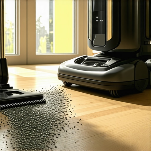 Professional Maintenance Tools for Home Cleaning Modern microfiber mop and HEPA vacuum cleaner on hardwood floors