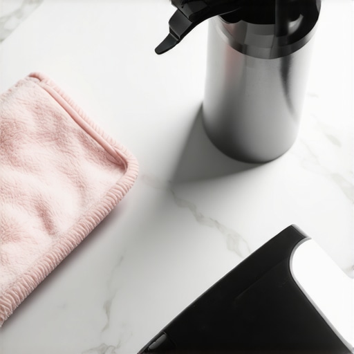 Essential tools for maintaining marble floors including microfiber and pH-neutral cleaner