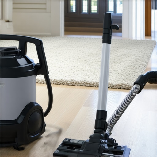 A compression sprayer and extraction vacuum tool on a clean rug