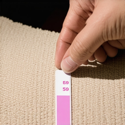 Professional pH testing for carpet cleaning Professional cleaner testing the pH levels of carpet fibers after a deep clean.