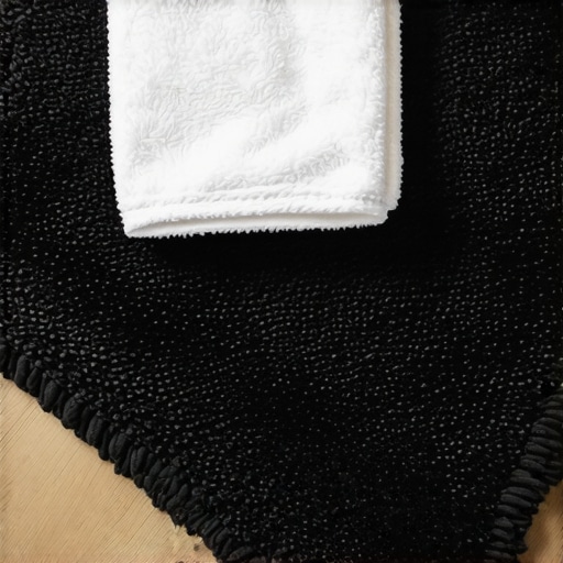 Blotting road salt off a dark wool rug with a white microfiber towel