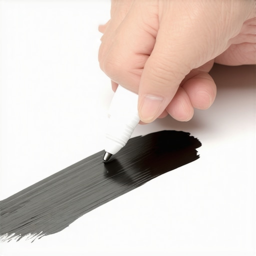 Demonstrating how to use a dry erase marker to lift permanent ink from a laminate surface.