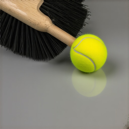Tennis ball on a broom handle rubbing a scuff mark off epoxy flooring