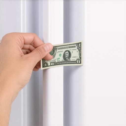 Person testing refrigerator door seal with a piece of paper