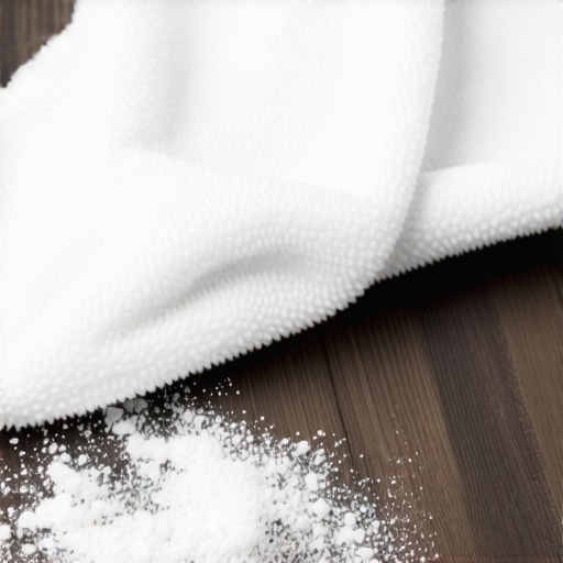 Close-up of white construction dust being wiped from a dark surface