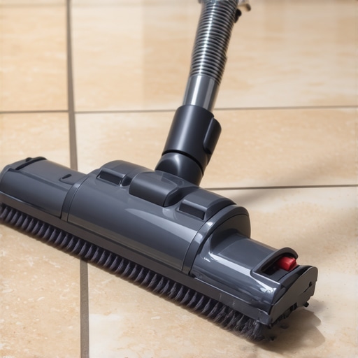 A horsehair vacuum attachment cleaning a tile floor to prevent scratches and chipping