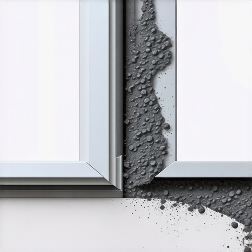 Close-up of abrasive sludge formed by mixing sand and oil in a window frame.