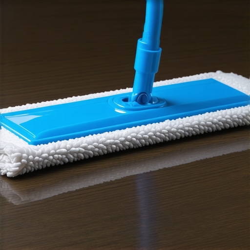 Close up of a microfiber mop cleaning a hardwood floor to illustrate effective cleaning techniques.