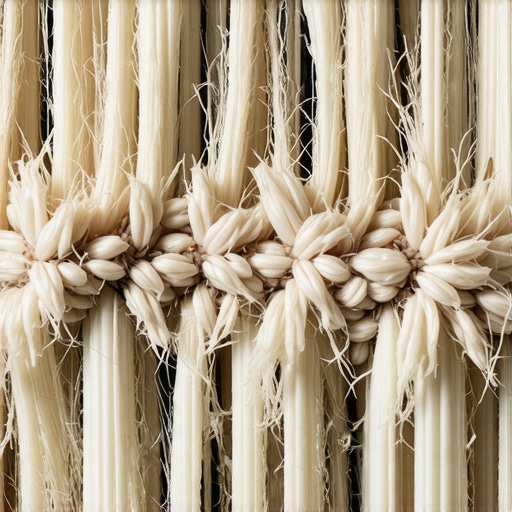 A macro shot of dirty carpet fibers showing how soap residue attracts dust particles.