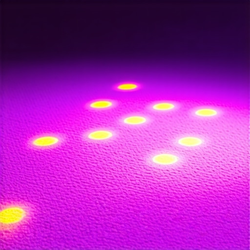 A blacklight revealing hidden urine spots on a domestic carpet for deep cleaning.