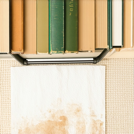 Weighted books on paper towels over a carpet stain to prevent wicking