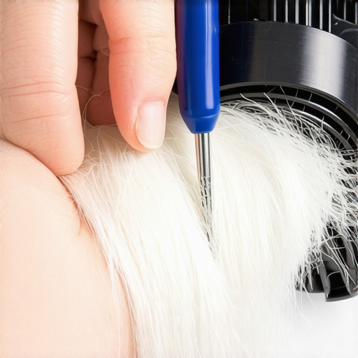 Person cleaning a vacuum brush roll with a seam ripper