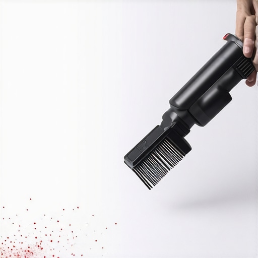 A close-up shot of a soft vacuum brush attachment cleaning fine dust off a textured drywall surface.