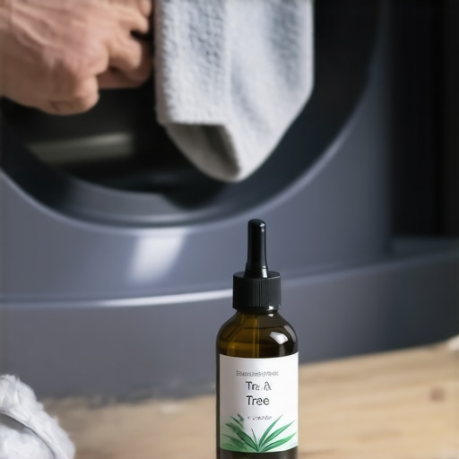 Close up of cleaning a front-loader rubber seal with natural oil and cloth
